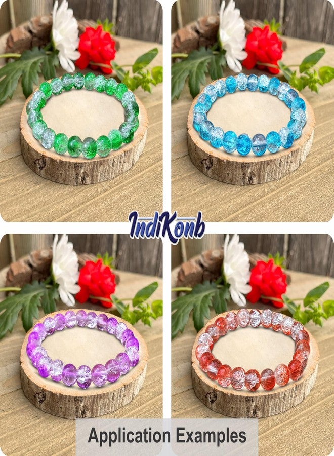 إنديكونب مجموعة INDIKONB Crackle Dual Shade Combo لصنع الأساور والمجوهرات | أشكال دائرية متعددة الألوان من الأكريليك 8 مم | مجموعة أدوات حرفية بلاستيكية لصنع الإكسسوارات بنفسك ومشاريع فنية مستوحاة من الكريستال - Image 3